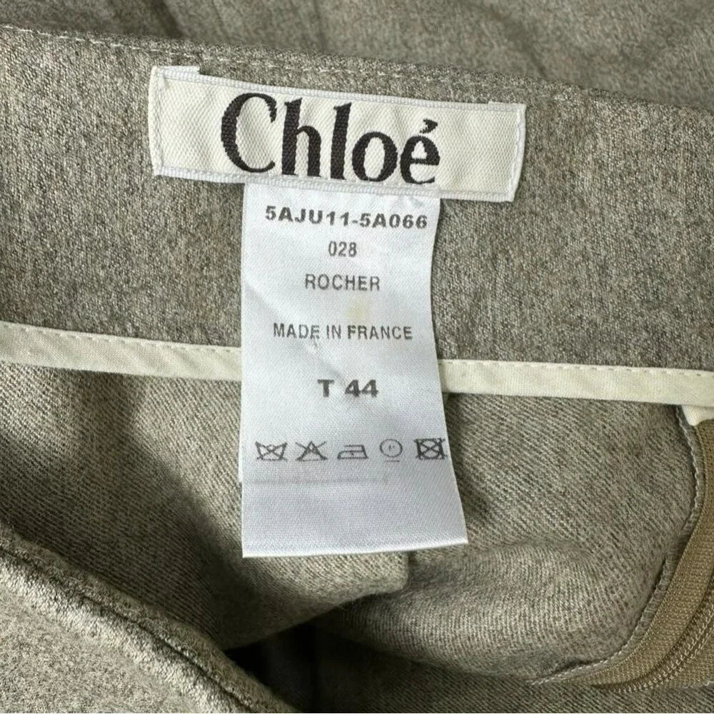 Chloé Womens Gray Pleated‎ A-Line Wool & Cashmere Blend Skirt T44 Made In France